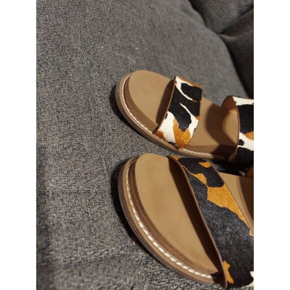 Yellow Box Slides Keily Sz 8.5 Real Fur Dyed And Treated Cow Hair Summer Flips - Picture 7 of 7